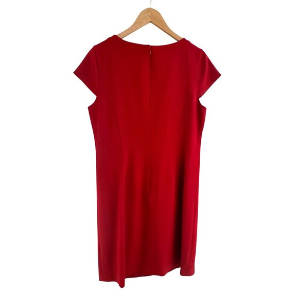 Ann Taylor Red Virgin Wool Knit Sheath Dress w/Pockets Size 12 Lined Classic - Picture 2 of 7